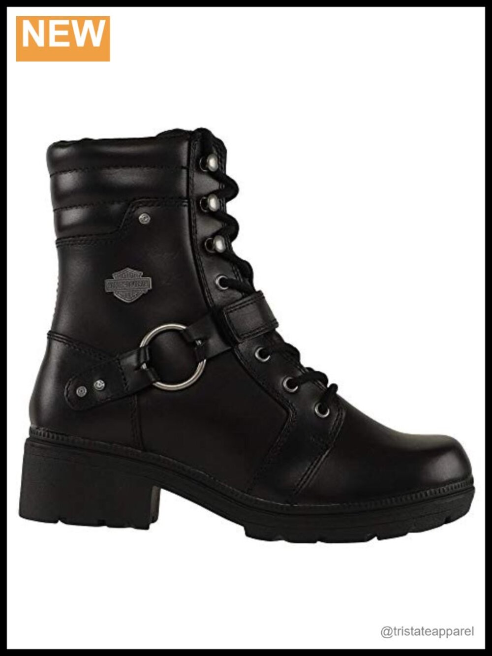 Women's Leather Ankle Bootie Lace Up Motorcycle Harness Boots